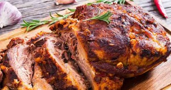 Fresh pork sales rose over Easter Big Piece of Slow Cooked Oven-Barbecued Pulled Pork shoulder