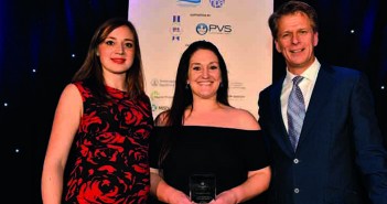 A hands-on, practical approach Louise Blenkhorn receiving award from Laura Hancox, Zoetis national veterinary manager, with host Andrew Castle