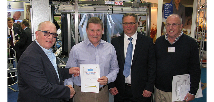 John Richardson accepts the Highly Commended certificate from John Lewis as Jamie Baker from Quality Equipment and Luc Geirnaert from Hölscher+Leuschner look on