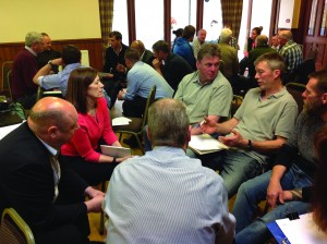 Wayne Ducker (third right) listens to views on his pig management ideas