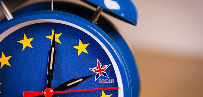 Retro alarm EU clock representing the countdown until Brexit.