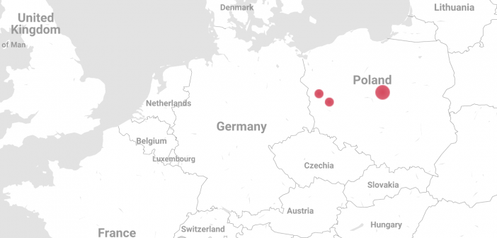 Location of Polish ASF outbreaks. Source: ProMed
