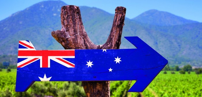 Australia,Flag,Wooden,Sign,With,Winery,Background