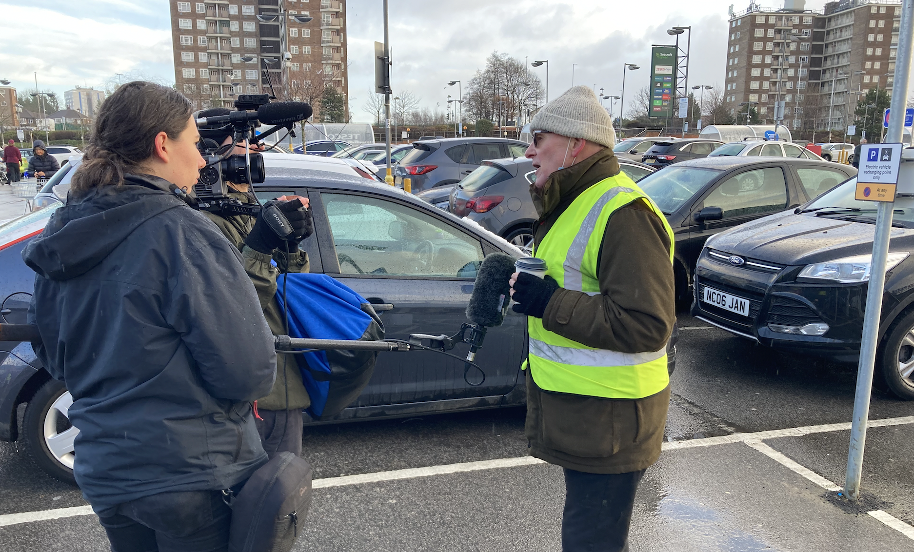 Hugh Crabtree being interviewed in Leeds