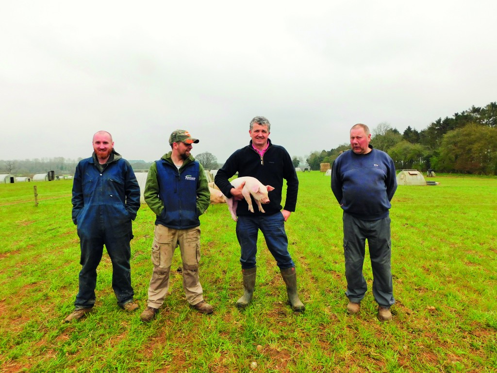 Above: Ground crew. Grant Drewery, assistant manager High House; Chris Lammiman, assistant manager Coxford; Rob McGregor, farms manager; and Steve Ireland, stockman.