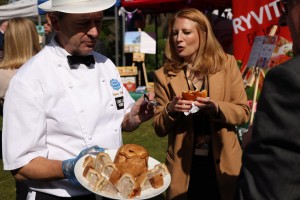 Lizzie Wilson sampling the British farming goods in Downing Street